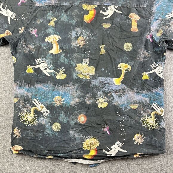 Ripndip Scuba Nerm Shirt Mens L Gray Cat Ocean Beach Surf Skater Street Button* - Picture 7 of 12